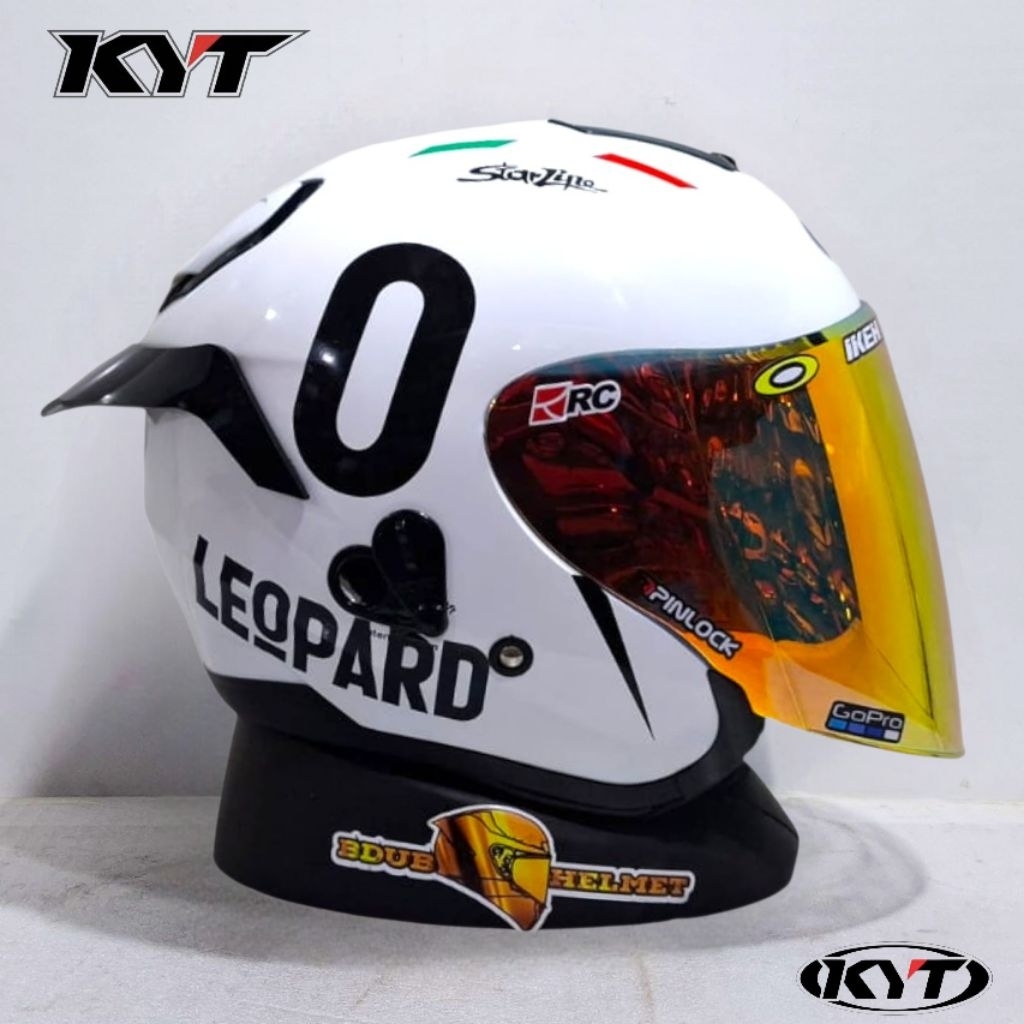 Helm KYT Kyoto R White Leopard ganteng original KYT