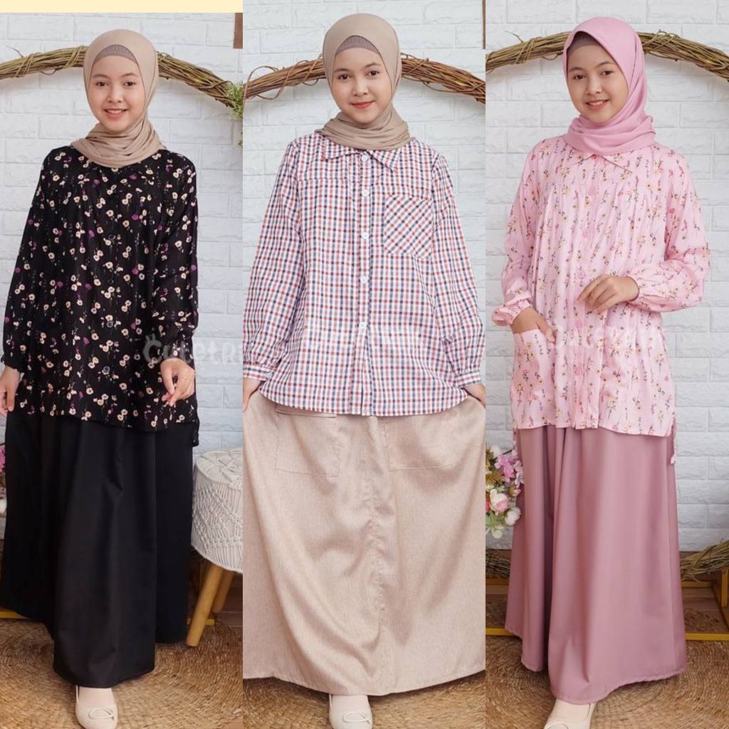 y SET ROK CUTETRIK  setelan  ROK TUNIK  one set  ANAK PEREMPUAN DAN REMAJA