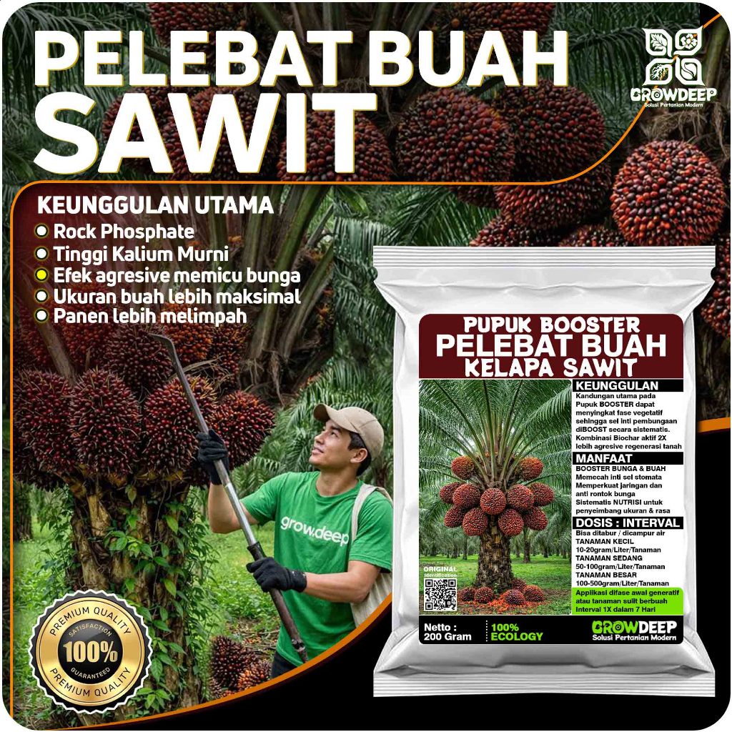 Pupuk Pelebat Sawit Pebanyak Buah - BOOSTER Alami Kelapa Sawit Bunga Anti Rontok