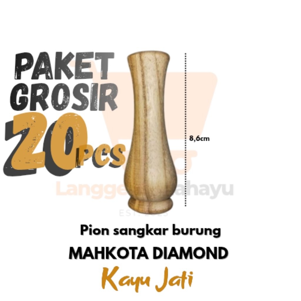 Pion Sangkar Burung Diamond mentahan Kayu Jati