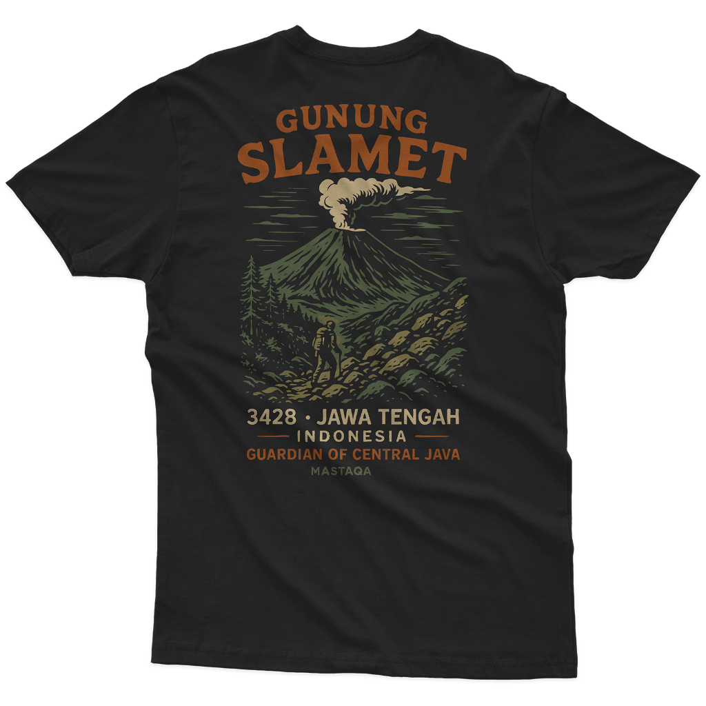 Mastaqa Explore Kaos Gunung Slamet Hiking Outdoor Jawa Tengah Kaos Adventure Pria Cotton Combed 24s 