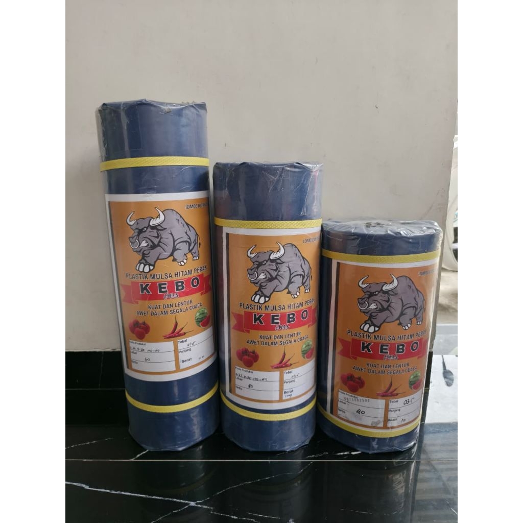 Plastik Mulsa Hitam Perak/Mulsa Pertanian 1 Roll 10 Kg Cap Kebo