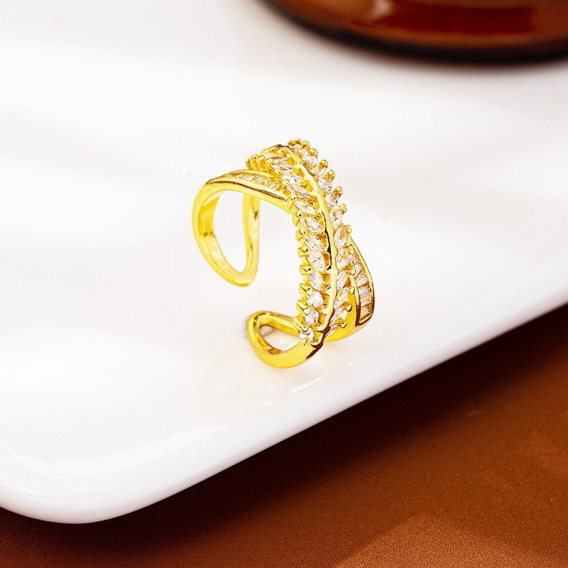 Cincin berlapis emas 22K anting-anting gandum trendi baru untuk wanita desain unik modis dan indah c