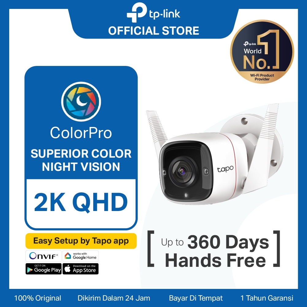 TP-Link | Tapo C325WB 2K QHD Outdoor WiFi Camera ColorPro Smart IP CCTV Kamera Night Vision Min IP66