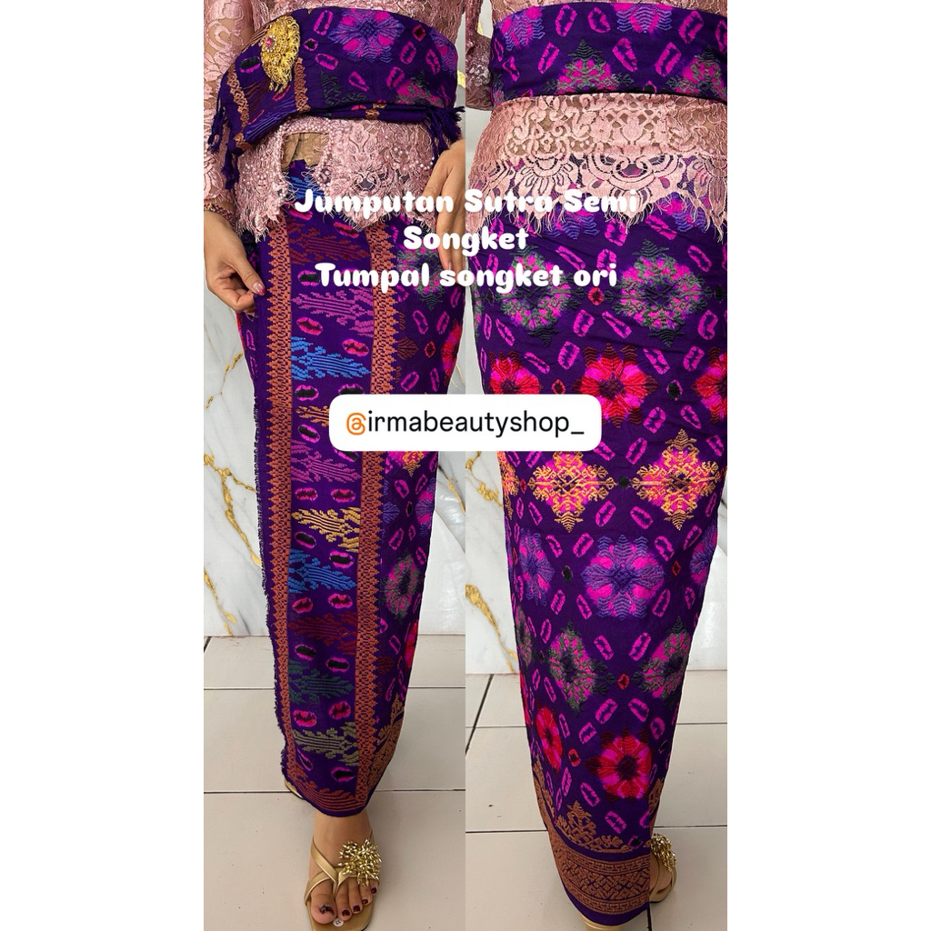 Ready Jumputan Sutra Motif Songket Set Selendang