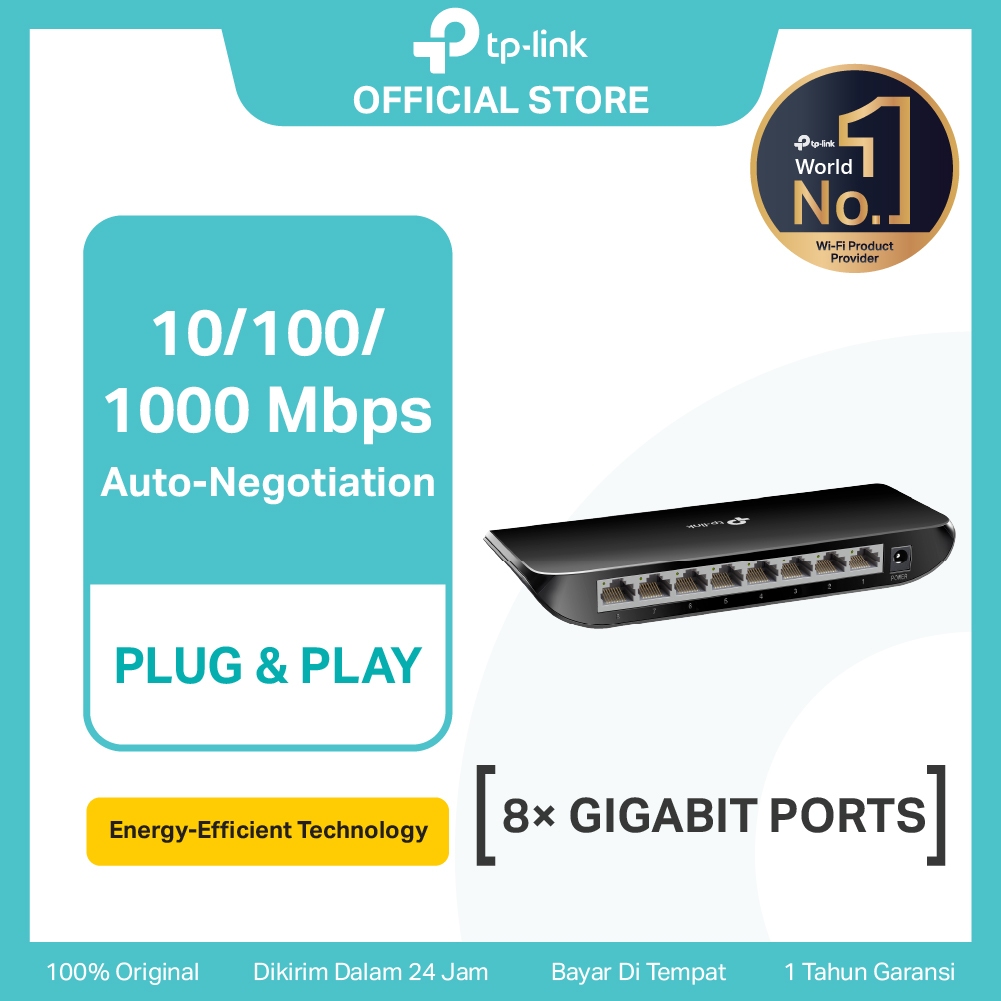 TP-Link TL-SG1008D | 8 Port Gigabit Switch | Desktop Ethernet Hub | Plug & Play | Auto Negotiation