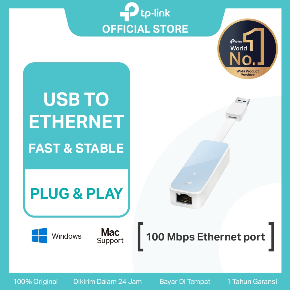 TP-Link UE200 | 100 Mbps Ethernet Network Adapter | LAN Adapter | USB2.0 | Plug & Play