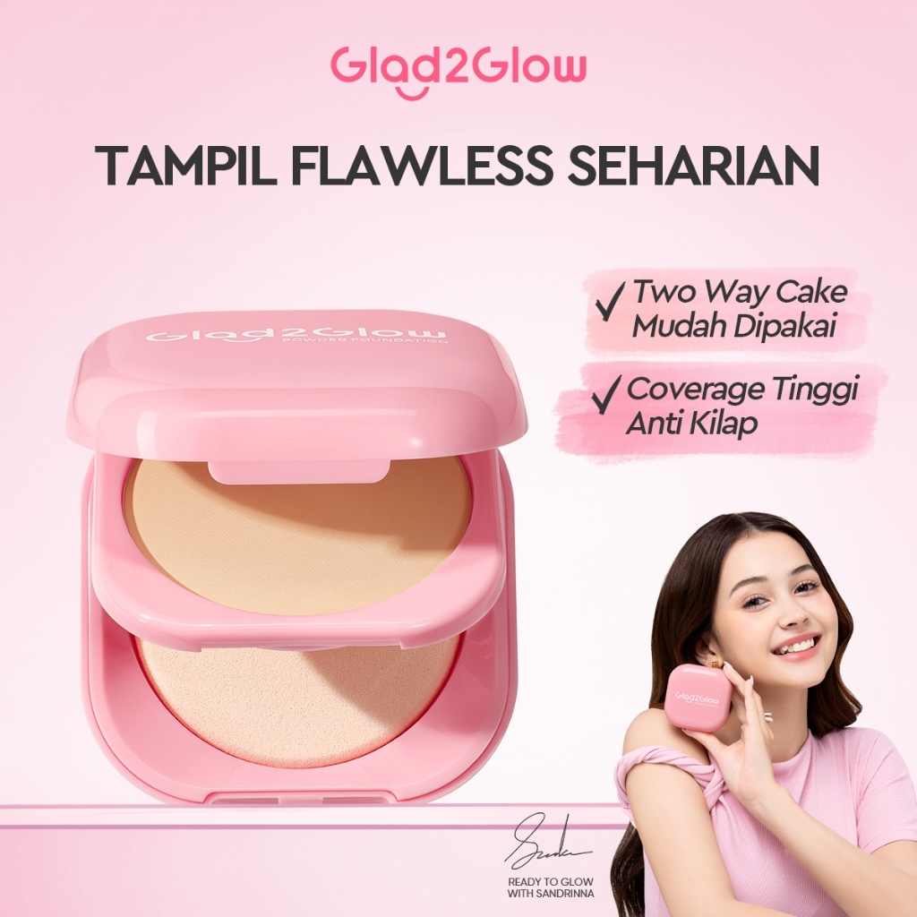 Glad2Glow Perfect Blurring Powder Foundation waterproof setting two way cake TWC Mengandung squalane