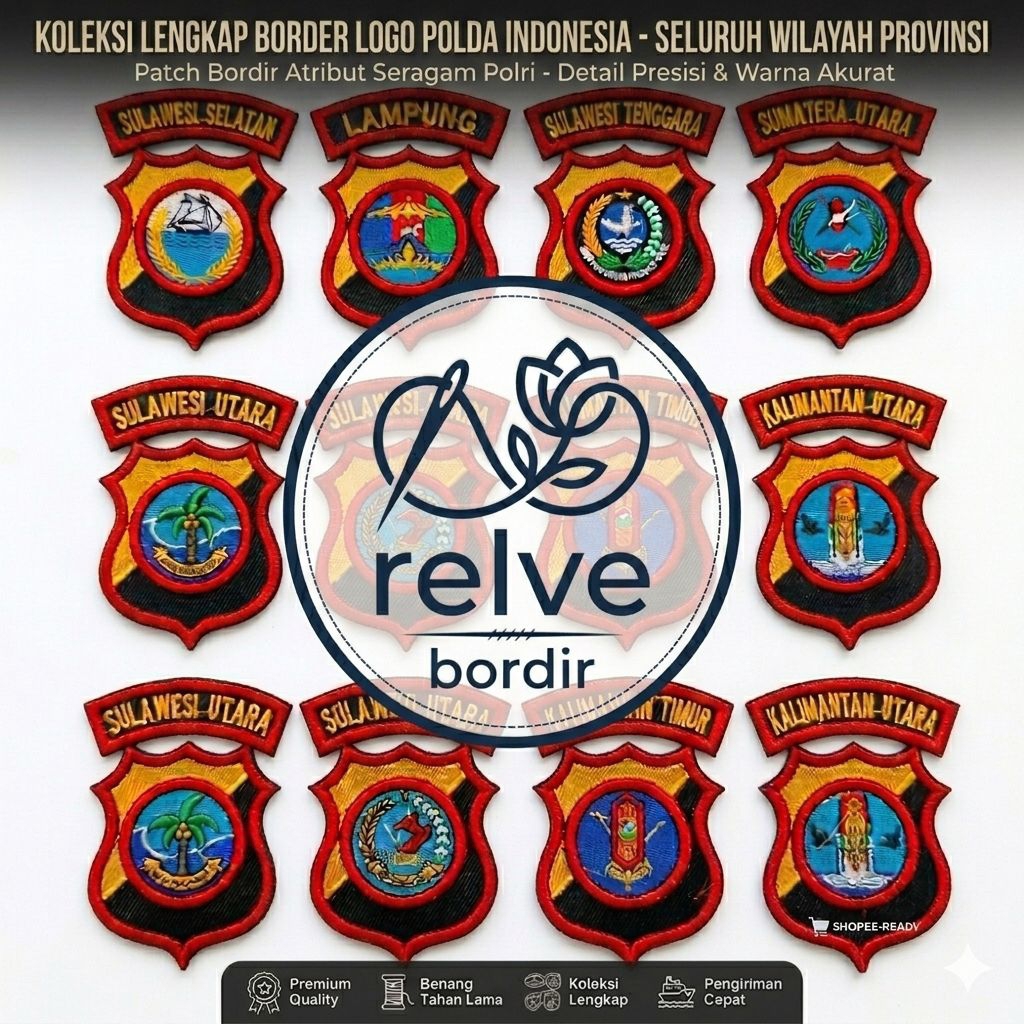 Bet Bordir Timbul Logo POLDA Seluruh Indonesia - Atribut Seragam Polri Lengkap 34 Provinsi High Qual