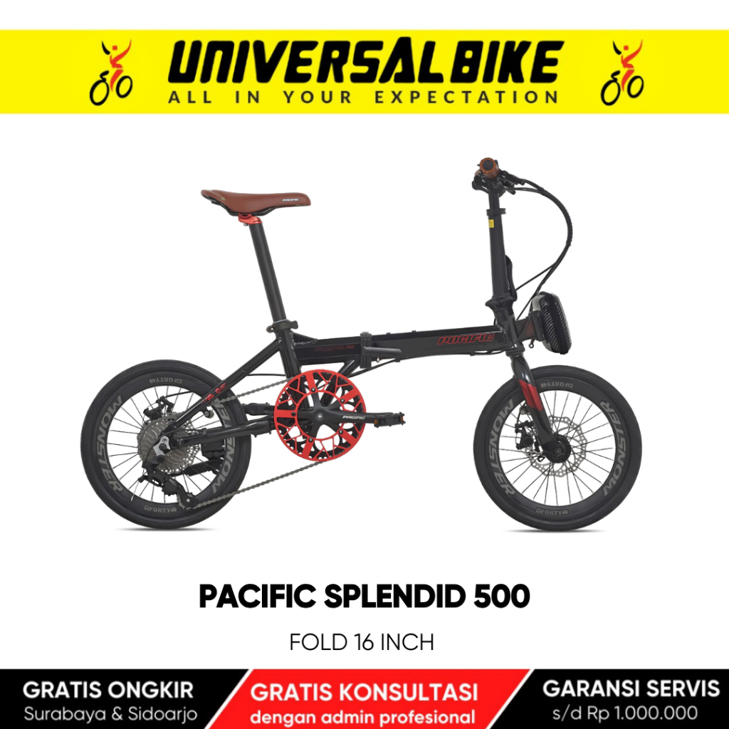 Sepeda Lipat Pacific Splendid 500 16 Inch Fold Bike 9 Speed Disc Brake Stylish
