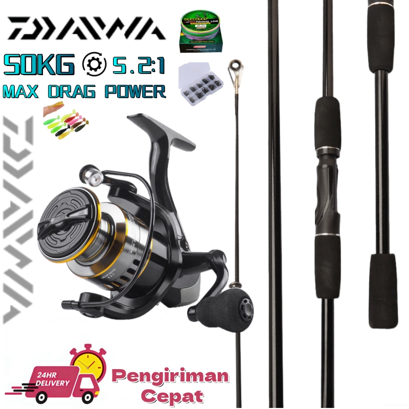 Fishing Rod Reel Pancing Casting Reel 1.6m/1.8m/2.1m/2.4m Max Drag 50kg Joran Spining Reel Joran Pan