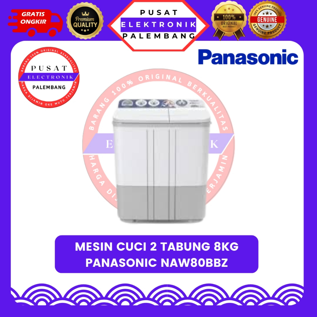 MESIN CUCI 2 TABUNG 8KG PANASONIC NAW80BBZ MESIN CUCI 2 TABUNG 8KG PALEMBANG