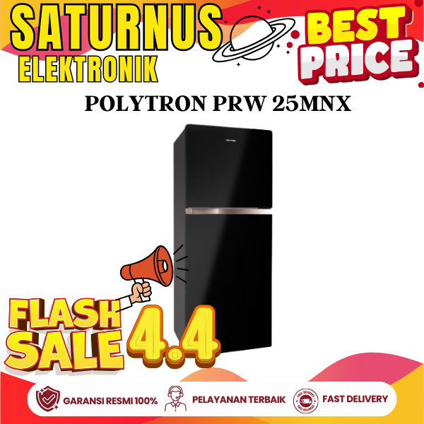 Kulkas POLYTRON PRW 25MNX 2 Pintu Belleza Top Freezer 240L Auto Defrost 25MN PRW-25MN