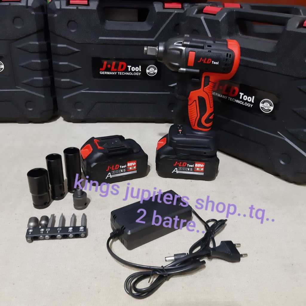 2 batrai SET atau ECER mesin - batre - JLD JV88 48S 350nm IMPACT WRENCH bor buka tutup baut impect i