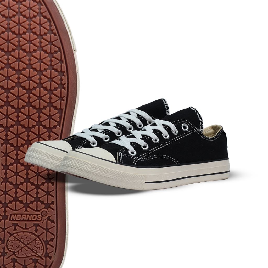 SEPATU NOBRANDS FOOTWEAR TPS BLACK WHITE LOW HITAM PUTIH SNEAKERS SHOES BRAND LOKAL PRIA WANITA