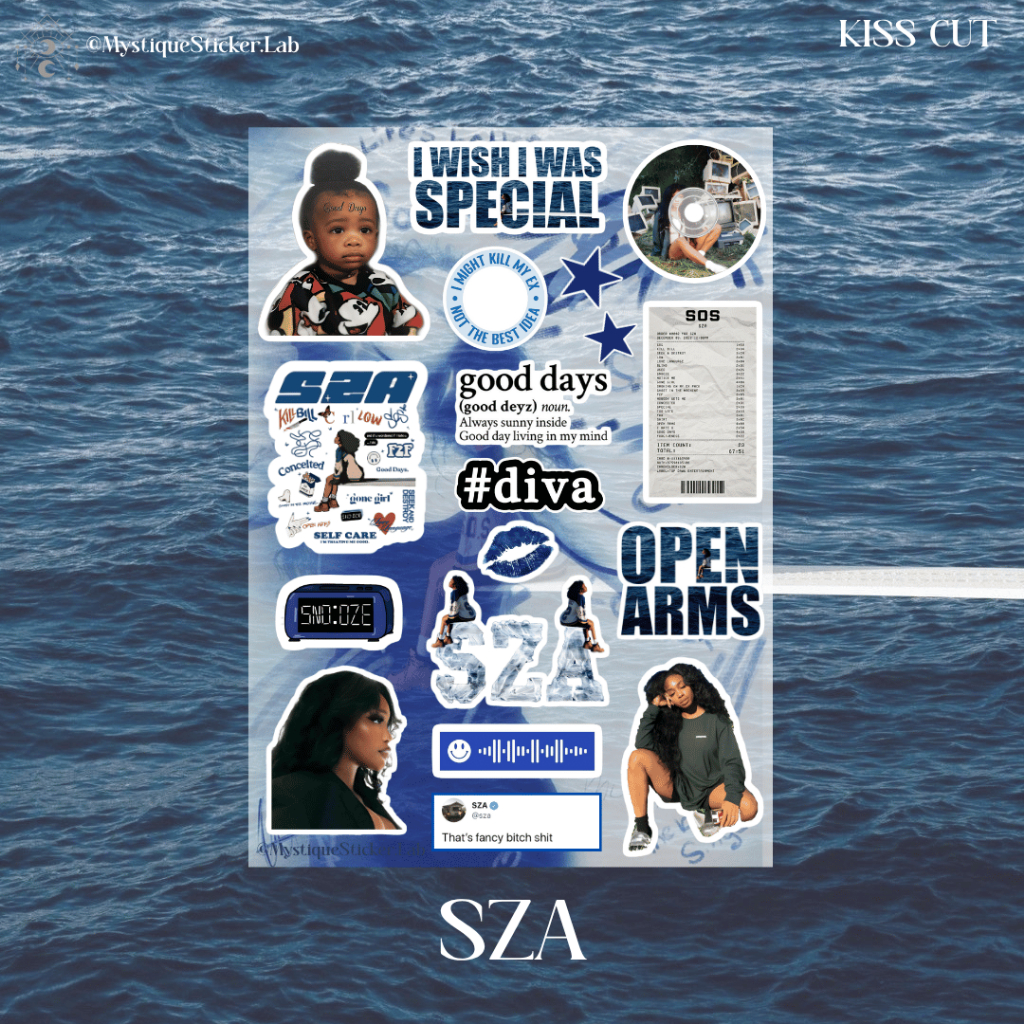 [NEW] [READY] Sticker SZA Pack | 18 Pcs | Kertas A6 | Vinyl Glossy + Laminasi | Tahan Air & Tahan La