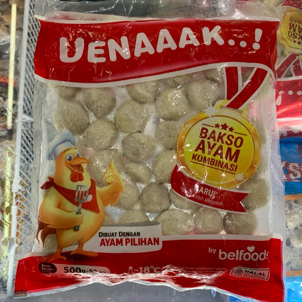 Belfoods Uenaaak Bakso Ayam kombinasi 500 Gram (Isi 50)