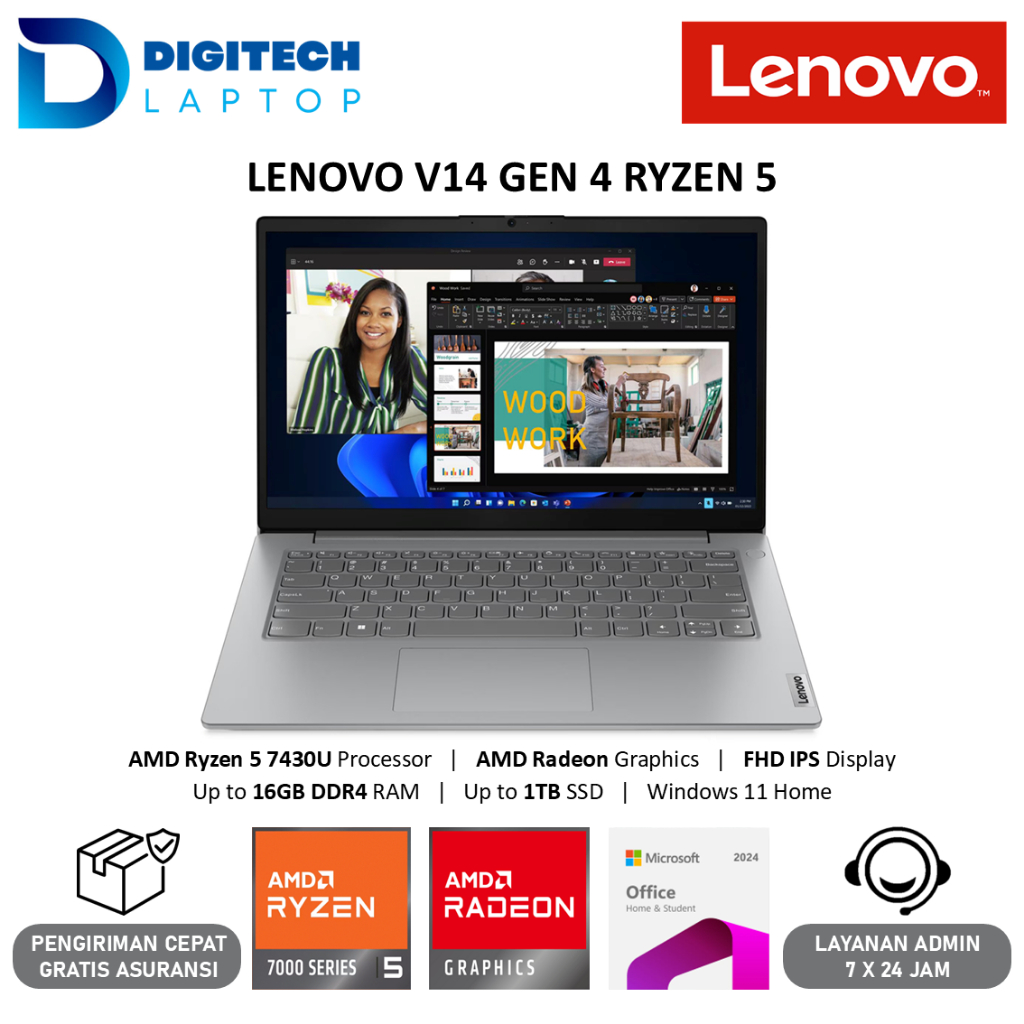 Lenovo V14 G4 AMD Ryzen 5 7430U RAM 16GB 1TB SSD 14.0 FHD Windows 11 Home