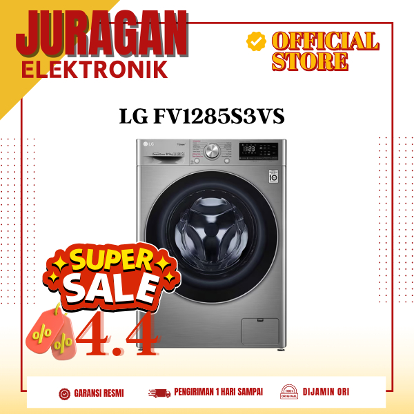 LG FV1285S3VS Mesin Cuci Front Loading 8.5Kg//V1285S3VS//LGFV1285S3VS/FV1285