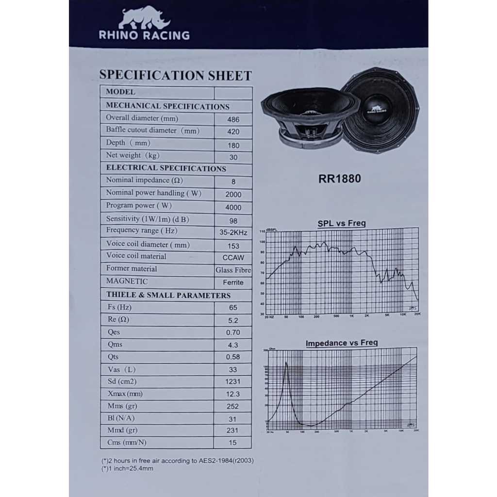 (MAGNET 33 CM) (PETI KAYU) Speaker Subwofer Rhino Racing 18 inch RR 1880 / RR1880 model precision devices – Koil 6 inch