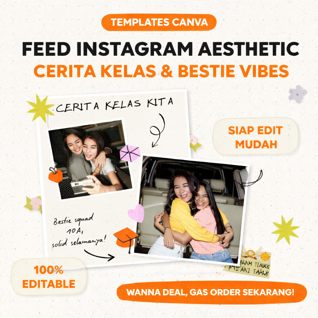Template Instagram Feed Bestie Aesthetic Canva | Kenangan Sekolah | Siap Edit
