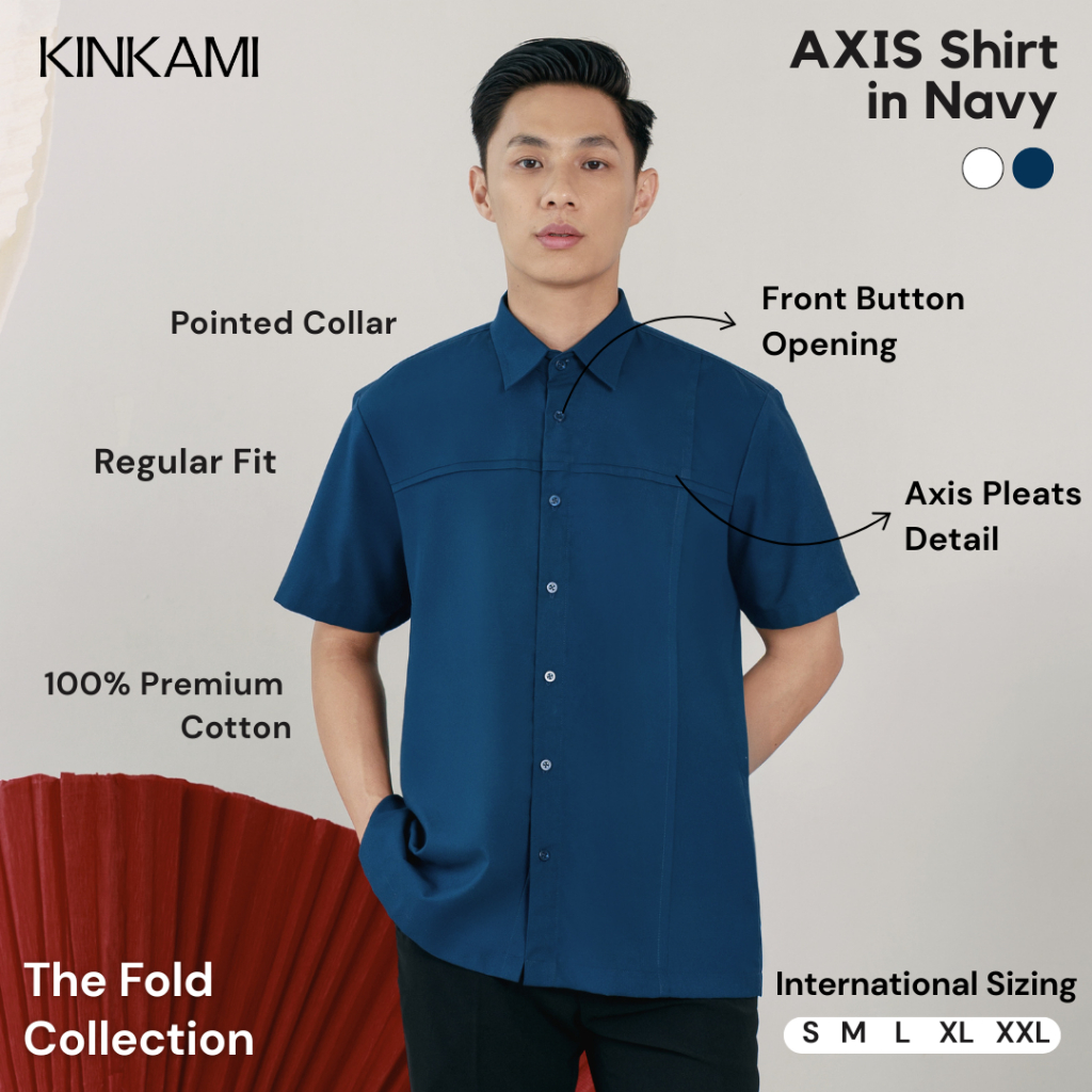 Kemeja Pria Lengan Pendek Premium |  AXIS Shirt Navy by KINKAMI