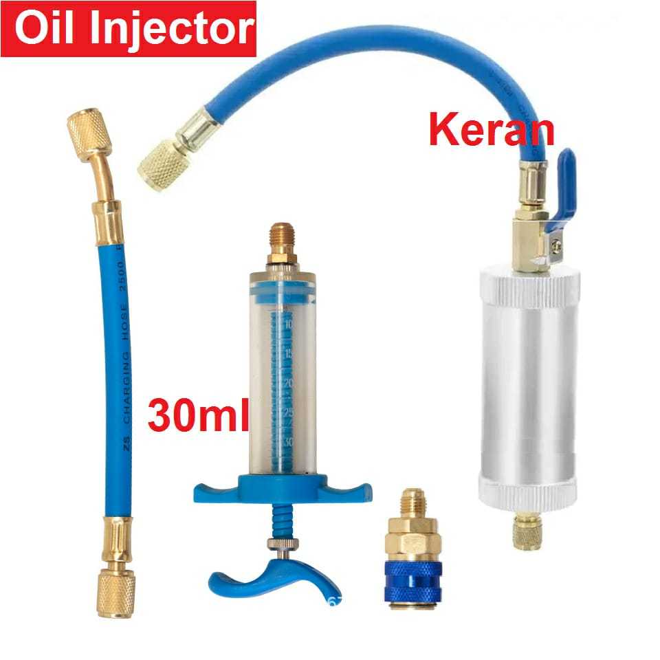 -IKIAELO- Alat Injeksi Injector Oli Freon Mobil AC R12 R134A 2 Ons 1/4 Tabung Pengisi Cairan