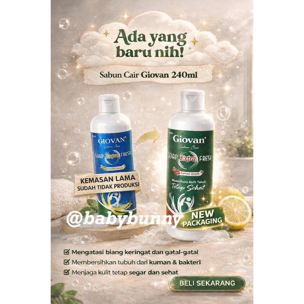NEWSABUN GIOVAN SOAP FRESH LEMON CRUSH 240ML BIANG KERINGAT / SABUN ANTISEPTIK / SABUN BIANG DEWASA 