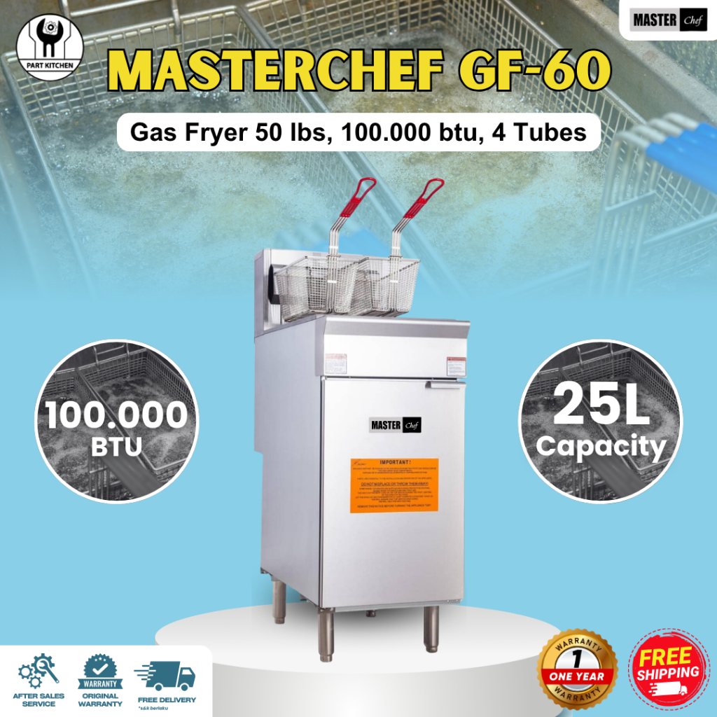 Standing Gas Deep Fryer Masterchef GF-60 Gas Fryer 50 lbs Deep Fryer Komersial Garansi Resmi