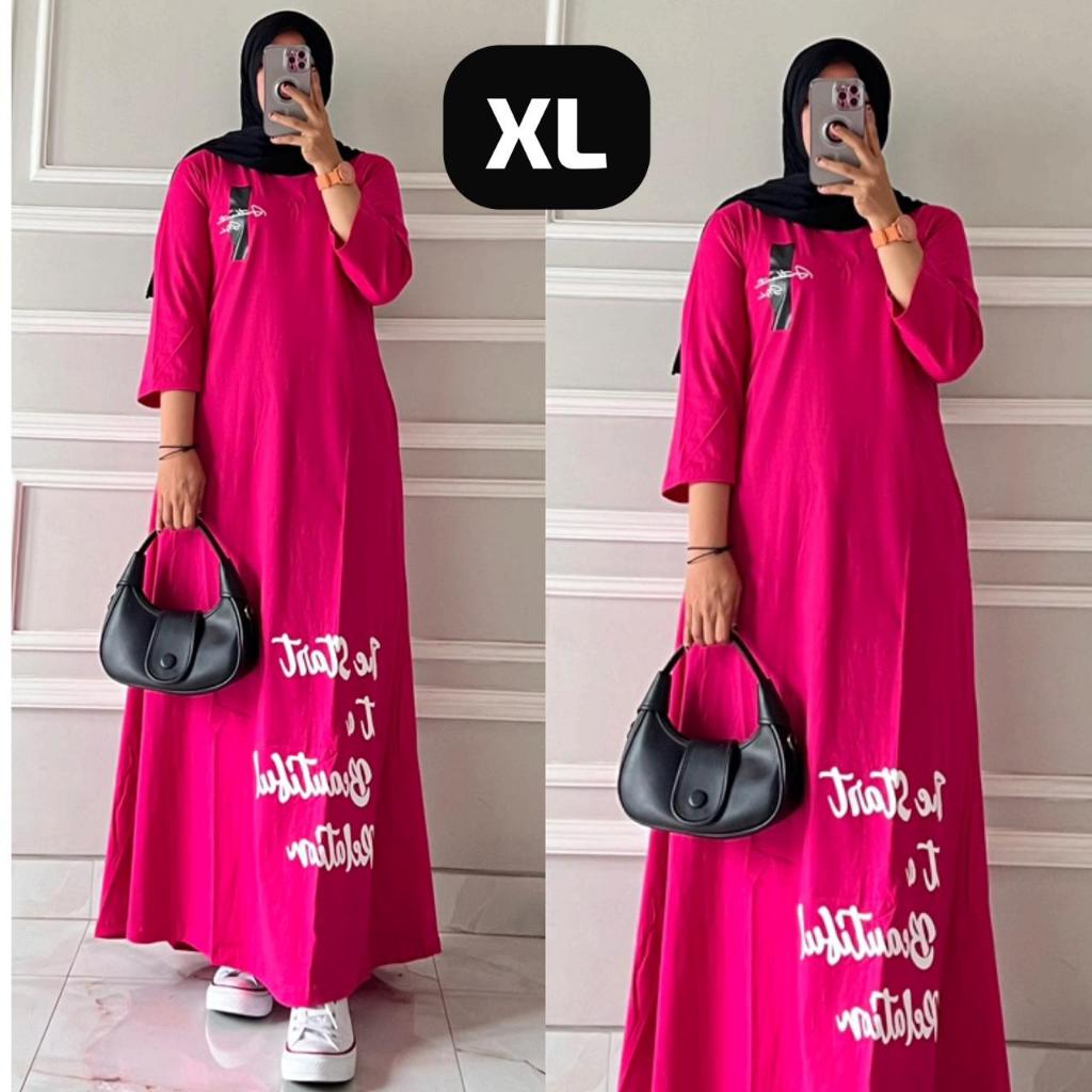 Gamis Lengan 7/8 Nabil Baju Panjang Jumbo Daily Fashion Wanita Nyaman Dipakai