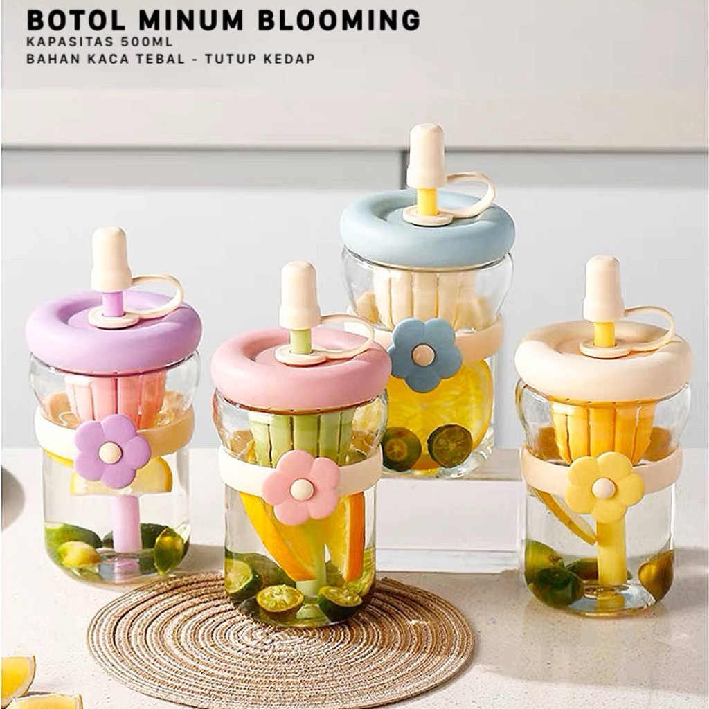 BOTOL MINUM KACA / BOTOL MINUM BLOOMING