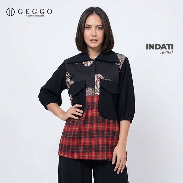 Geggo Official - INDATI SHIRT - Kemeja Wanita Batik Mix Katun