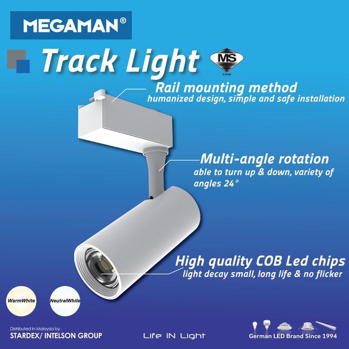 LAMPU SORTO TRACK LIGHT MEGAMAN 18 Watt MQTS2002 6500K PUTIH
