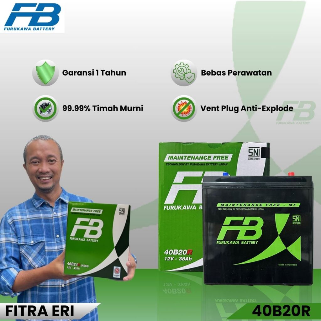 Furukawa Battery / FB Aki Mobil Toyota Avanza 40B20R / NS40Z 12V / 38Ah - Aki Kering