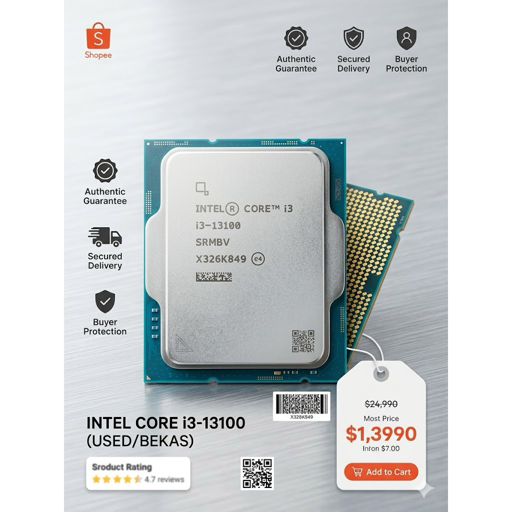Processor Intel Core i3-13100 Gen 13 Bekas – Unit Only