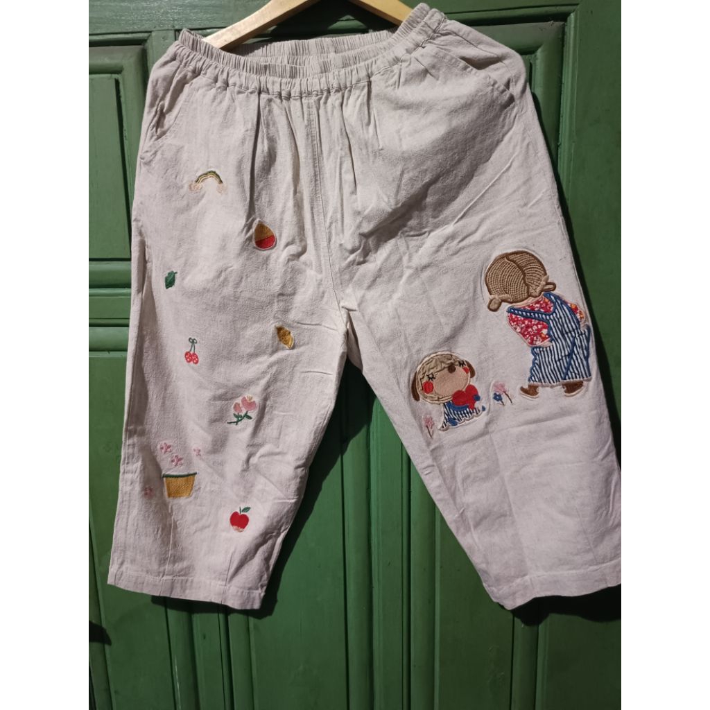 Celana Kulot Linen sulam bordir hys harajuku Nitta