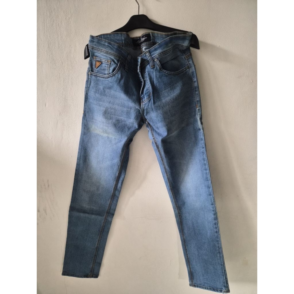 celana jeans bageler pria strect light blue denim