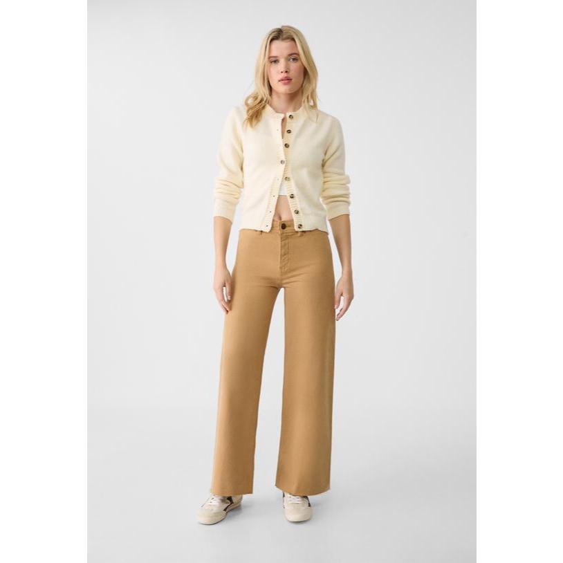 STRADIVARIUS BROWN high waisted wide leg jeans