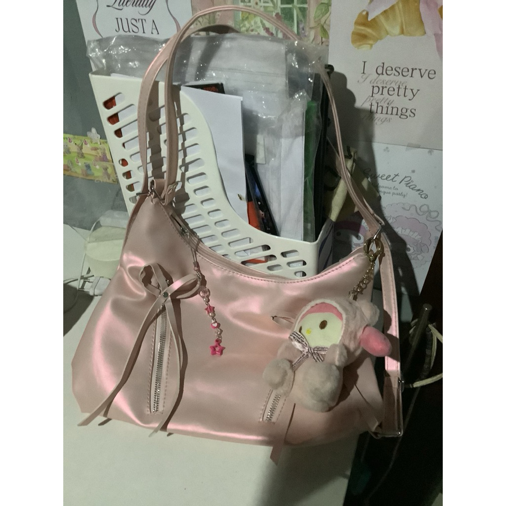 (no nego) Preloved Tas totebag wanita pink | Free Boneka Melody