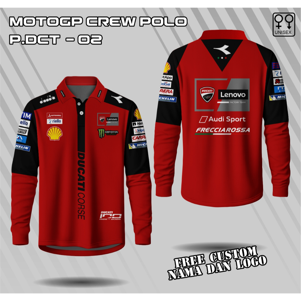 Jersey Crew Motogp Ducati Lenovo 2026 lengan panjang jersey Racing Team Marc Marquez Pecco Bagnaia j