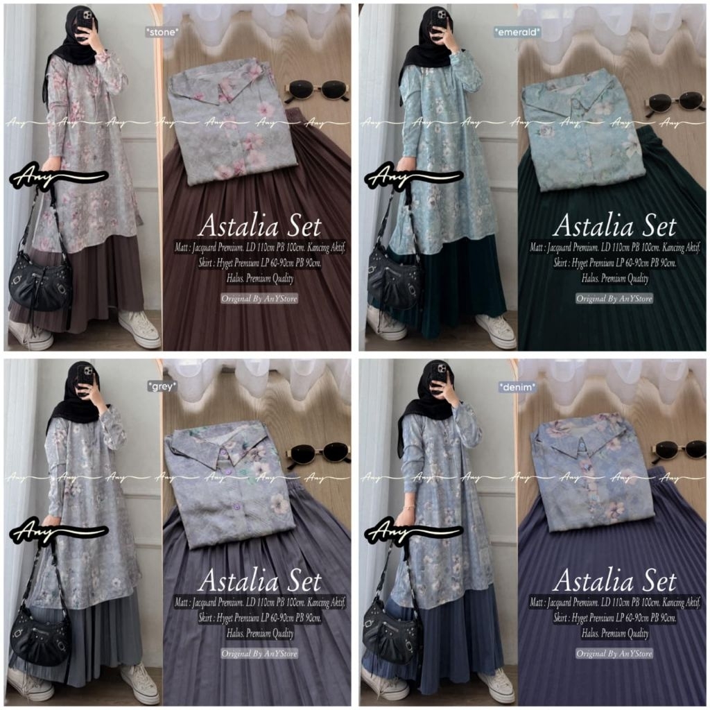 ASTALIA ARASYA SET BY ANY STORE SET ROK PLISKET TUNIK JAGUARD SATIN SILK MOTIF PREMIUM SET ROK WANIT