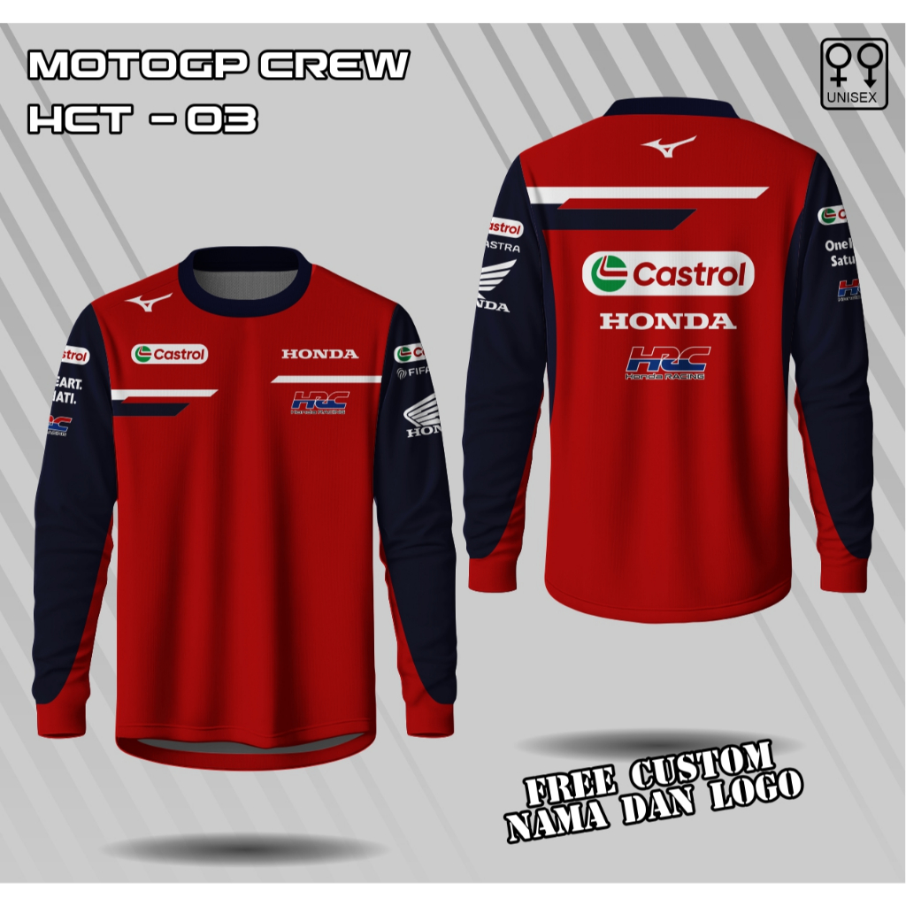 Jersey Honda HRC Castrol 2026 lengan panjang baju Crew Motogp Honda kaos racing team honda kaos otom