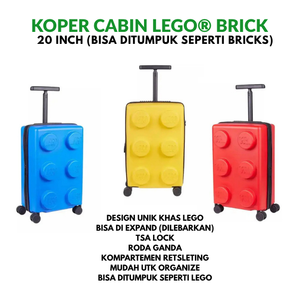 100% ORI Koper Lego Luggage 20 Inch Lego brick TSA Lock ORIGINAL koper Cabin Anti Pecah Limited Edit