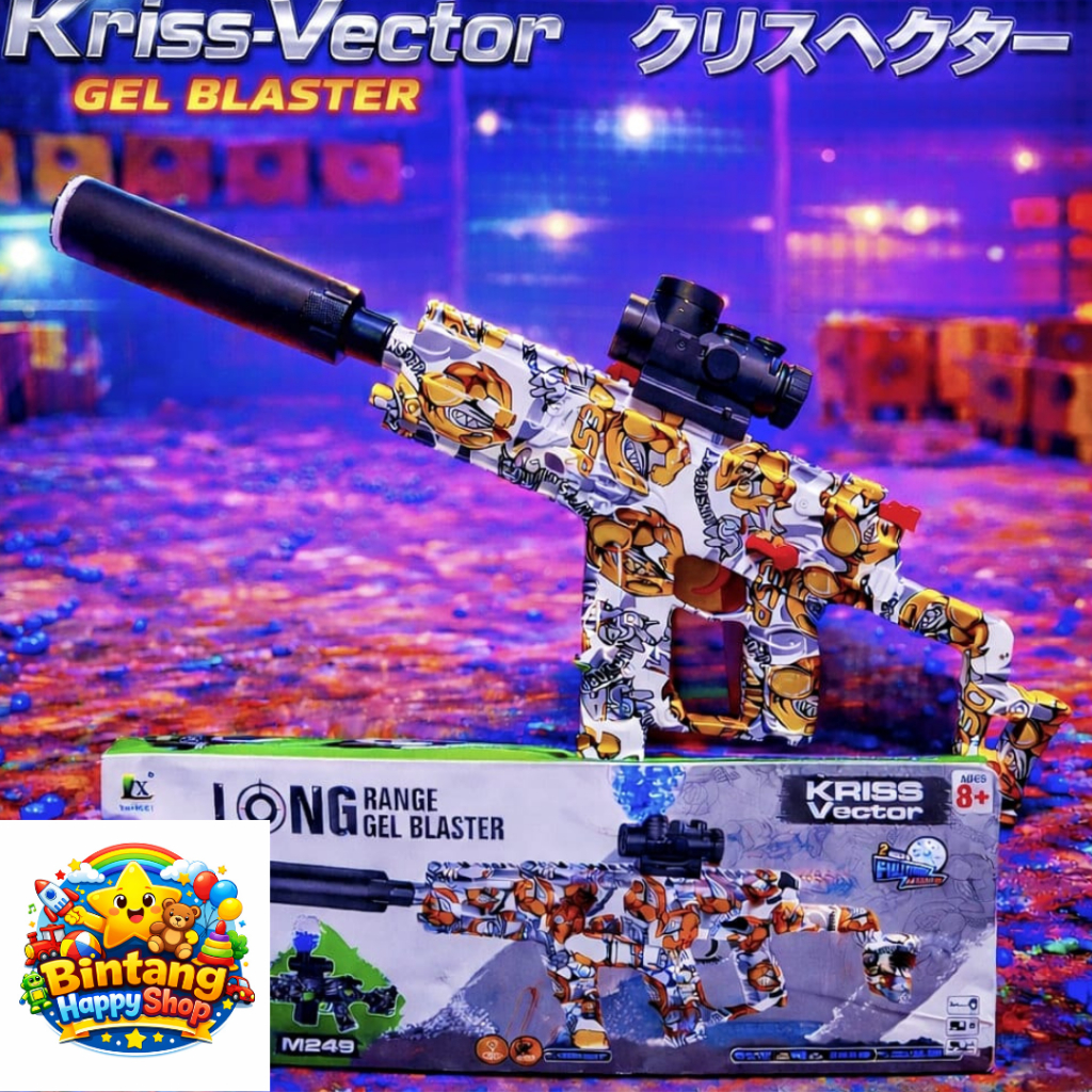 Mainan Gel gun Blaster Anak model Vector-kriss Auto electric (Keluar Asap + Lampu)