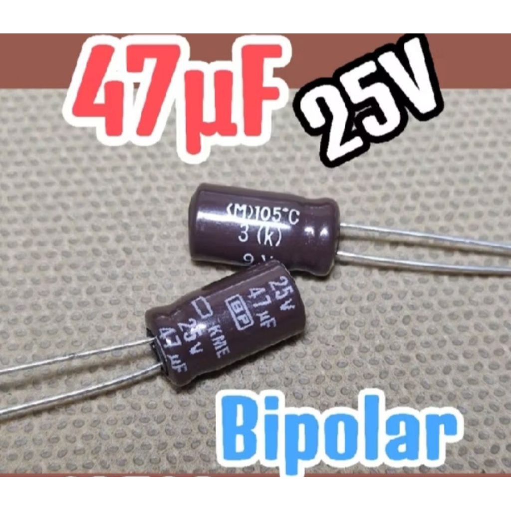 5 Pcs Kapasitor Elco 47uf 25v Bipolar Capasitor Elko 25v 47uf