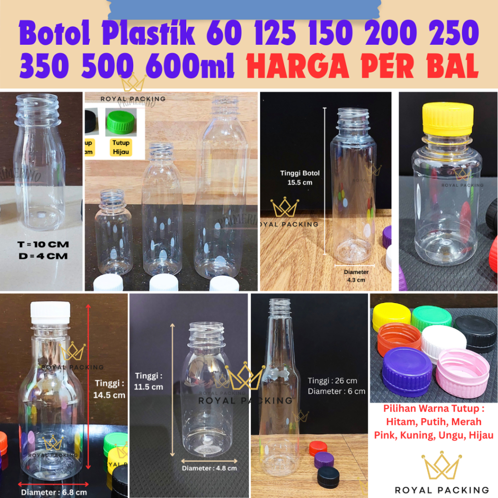 1 BAL Botol Plastik Almond / Botol Pir / Botol Zamzam 60ml 125ml 150ml 200ml 250ml 350ml 500ml 600ml