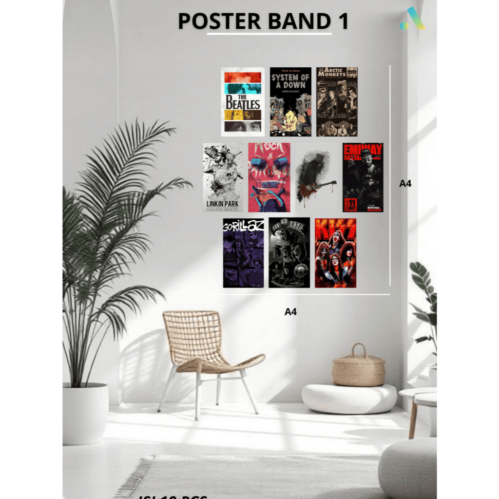 Poster Band Estetik | Poster Dinding Kamar Murah A4 A5 | Free Double Tape