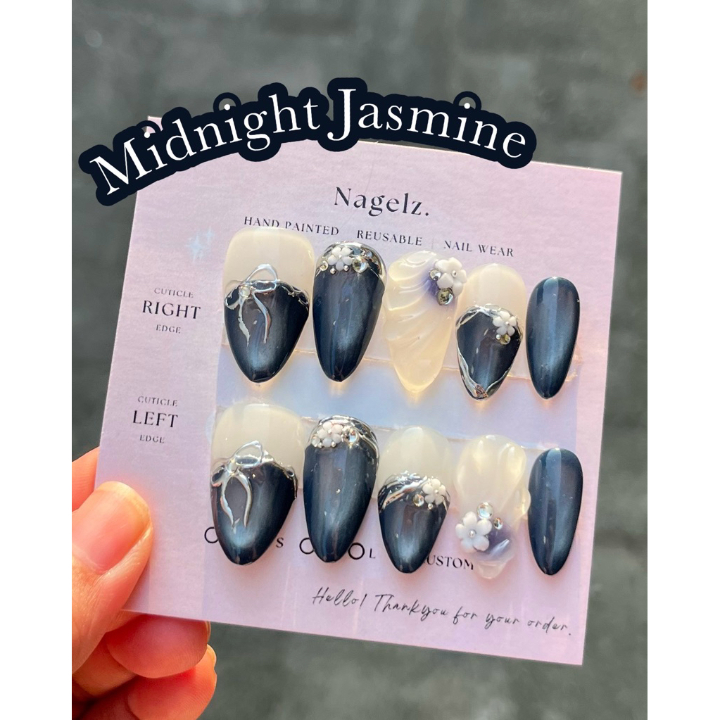 Minight Jasmine - PRESS ON NAIL / KUKU PALSU / NAIL ART / KUKU PALSU MURAH / KUKU PALSU MEDAN / PRES