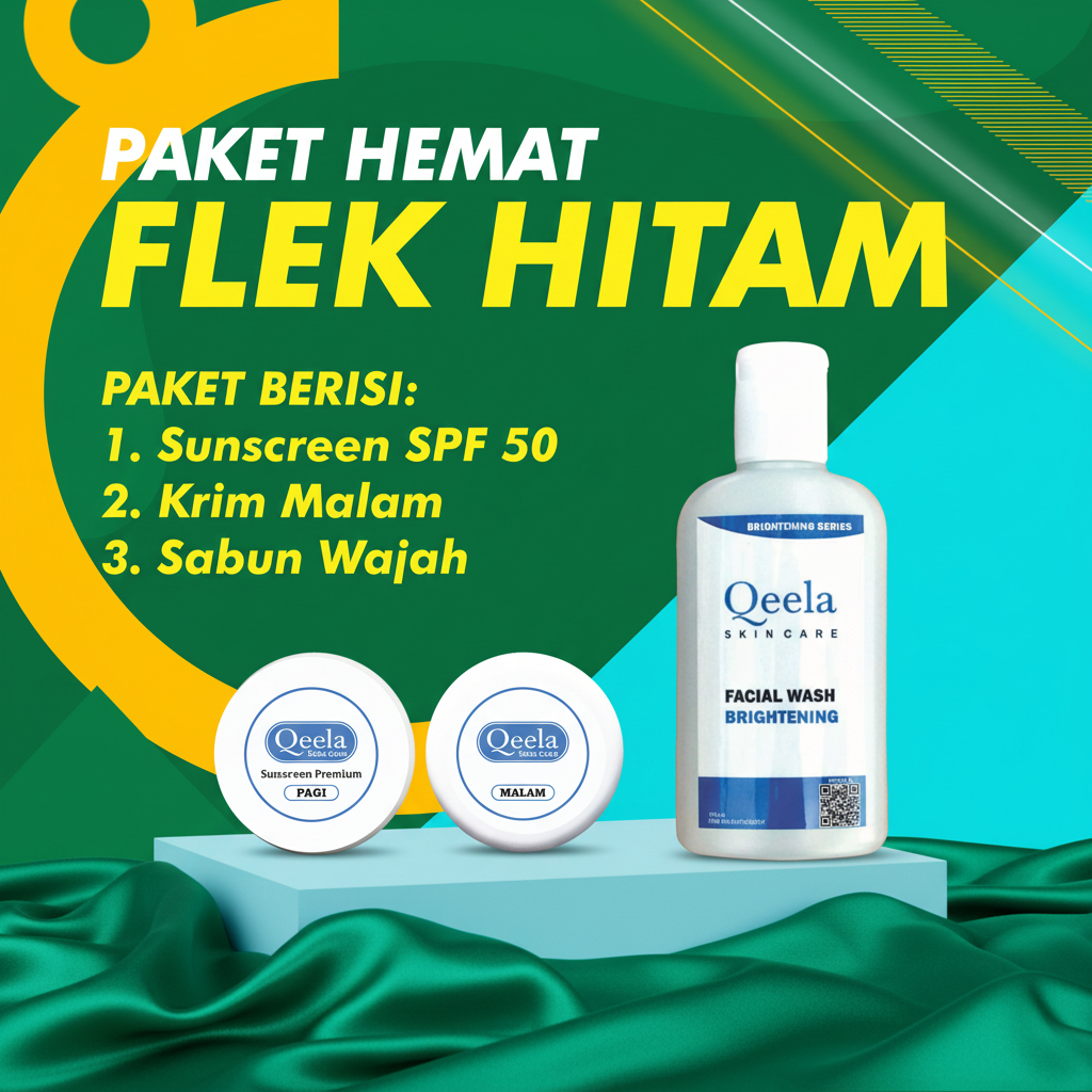 Qeela Skincare - Paket Hemat Krim Penghilang Flek Hitam di Wajah (Sabun) | Krim Flek Hitam