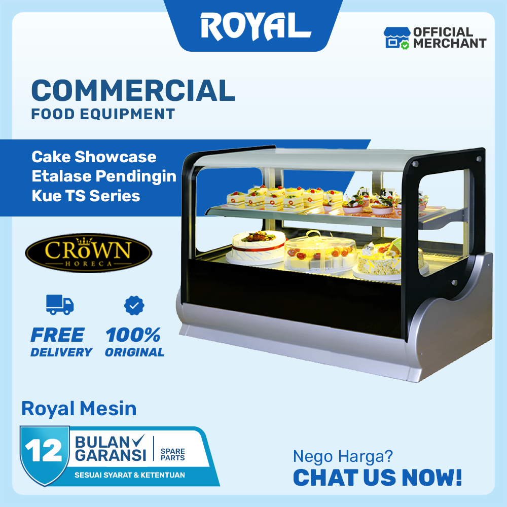 CROWN Cake Showcase Chiller TS-90 / TS-120 / TS-150 Etalase Display Pendingin Kue